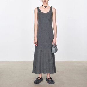 CHICJOC Italian Baby Mohair Floral Air Dress Size 38 Grey